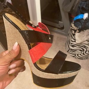 Red , Black& Beige wedge sandal worn once